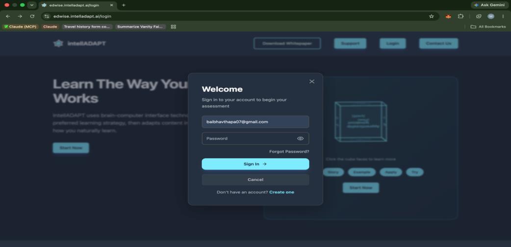 EdWise login form