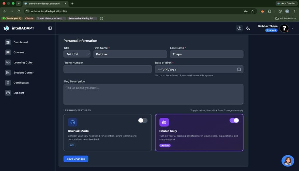 Profile settings