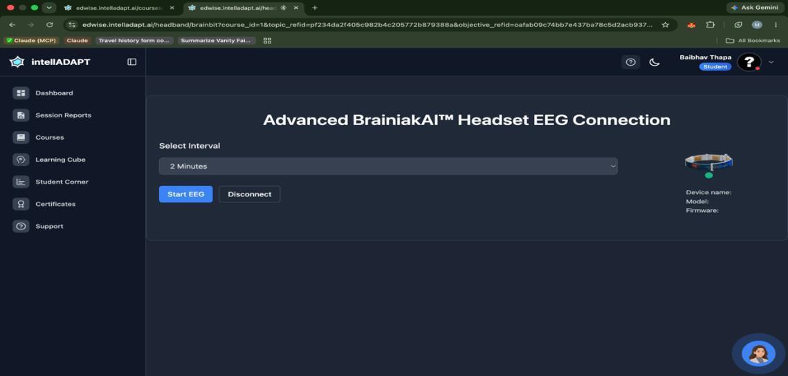 Connected headband status